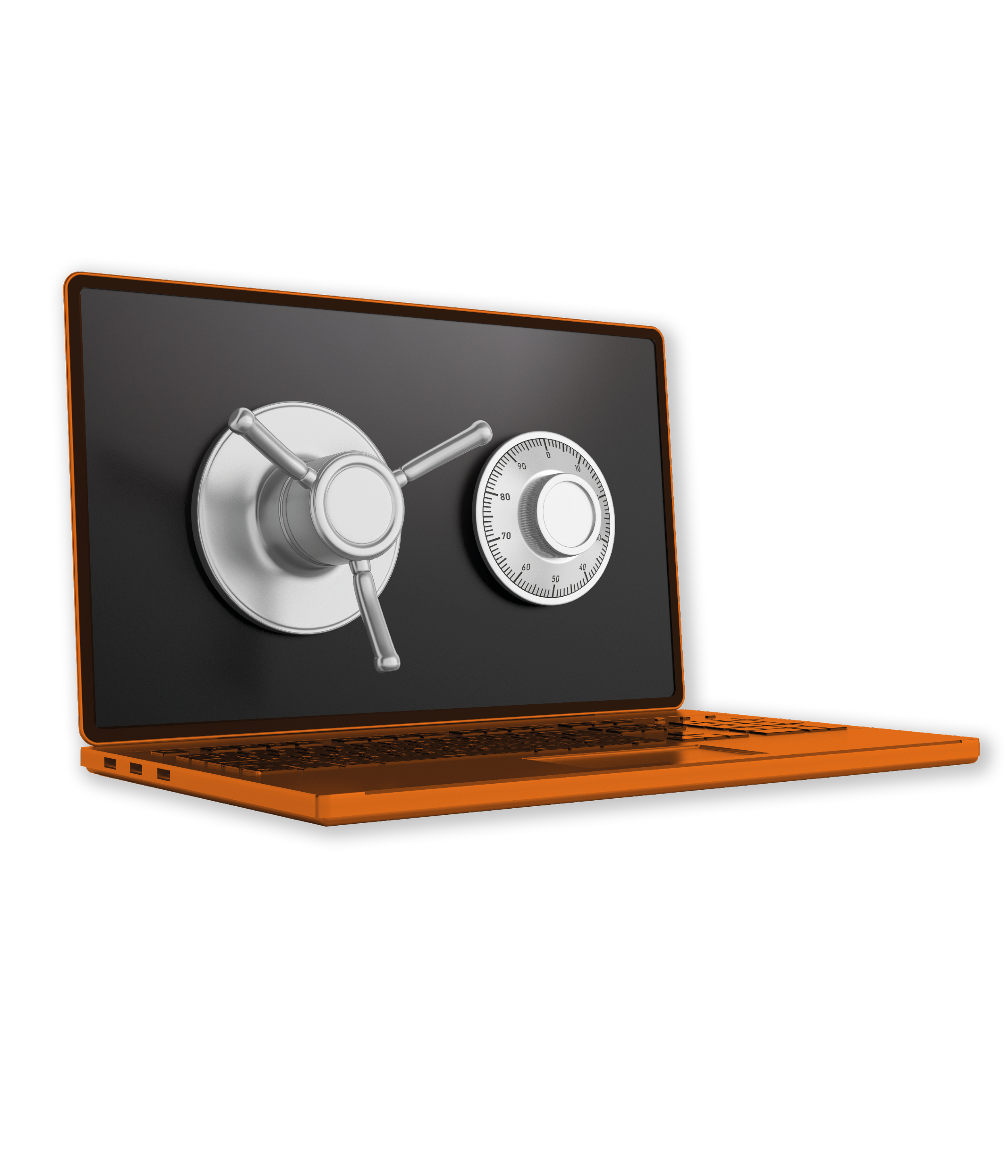 Orange laptop with lock